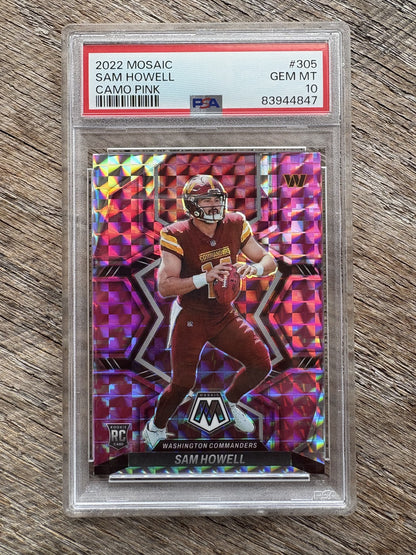 2022 Panini Mosaic Camo Pink #305 Sam Howell Rookie Commanders PSA 10 Gem Mint