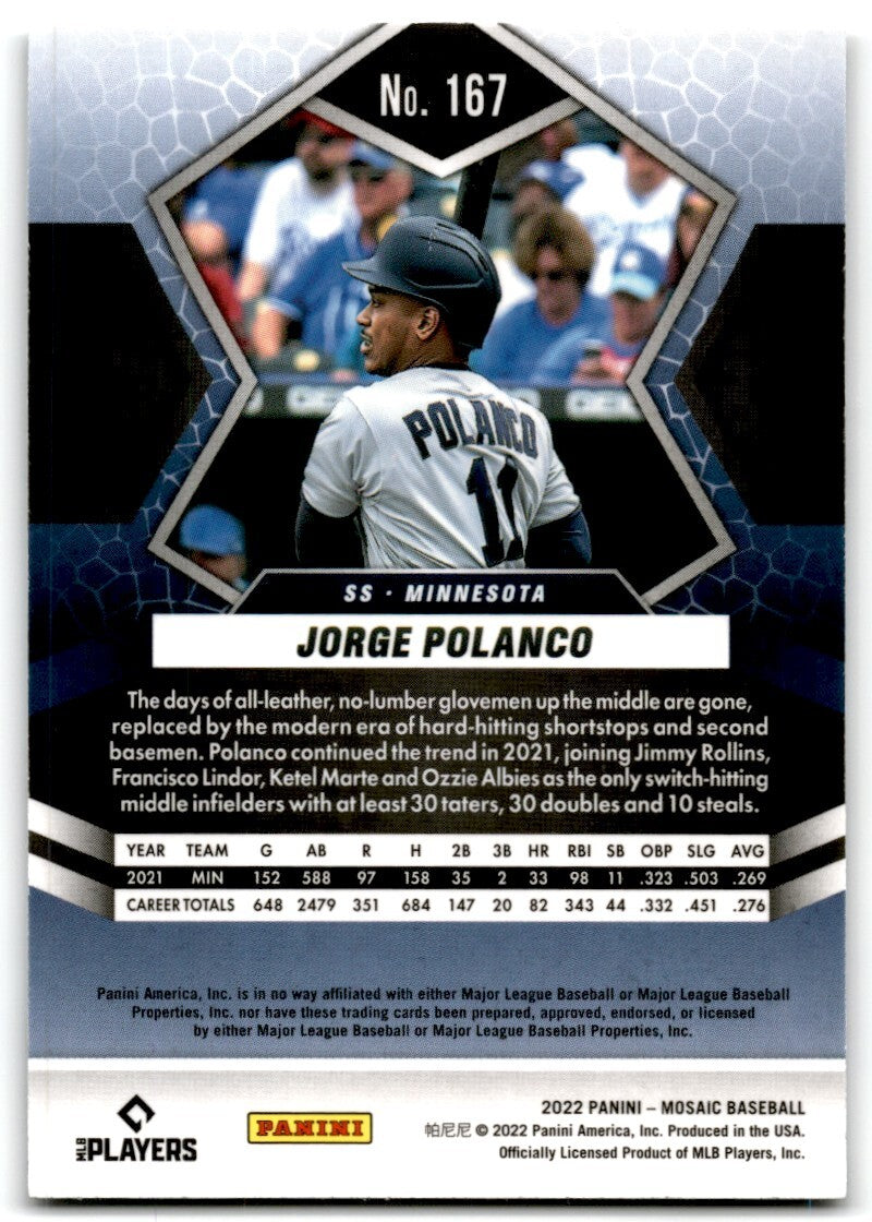 2022 Panini Mosaic Jorge Polanco Minnesota Twins #167
