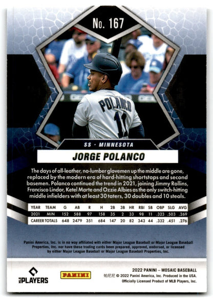 2022 Panini Mosaic Jorge Polanco Minnesota Twins #167
