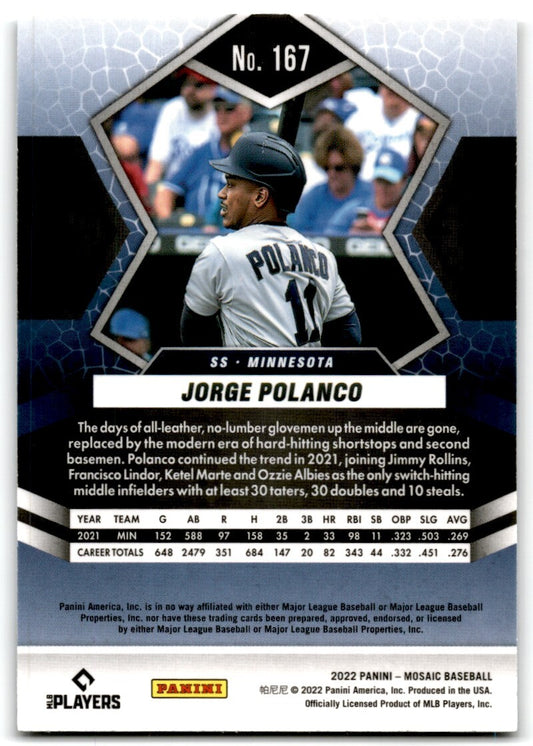 2022 Panini Mosaic Jorge Polanco Minnesota Twins #167