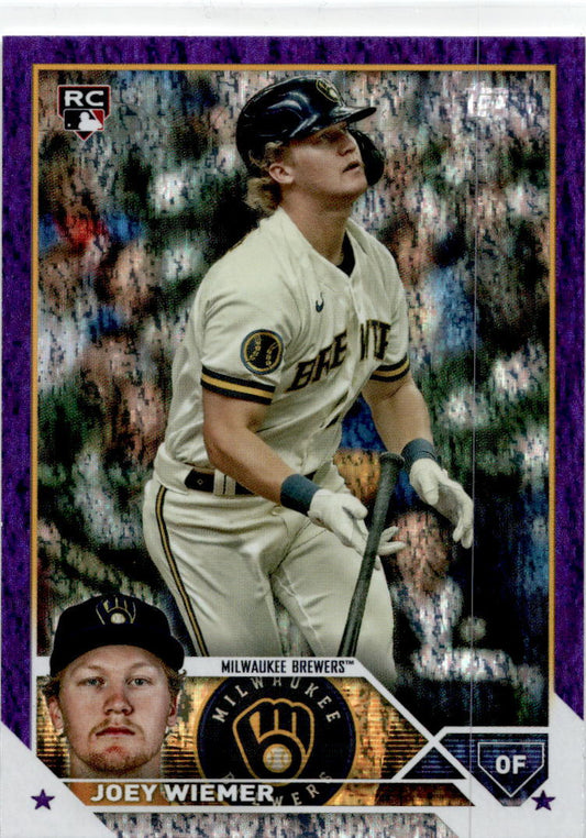 2023 Topps Update Purple Foil #US245 Joey Wiemer RC /799 Milwaukee Brewers