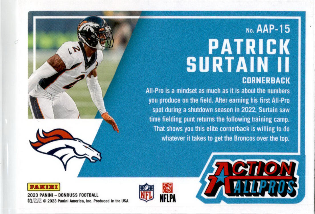 2023 Donruss  Action All-Pros #AAP-15 Patrick Surtain II Denver Broncos.