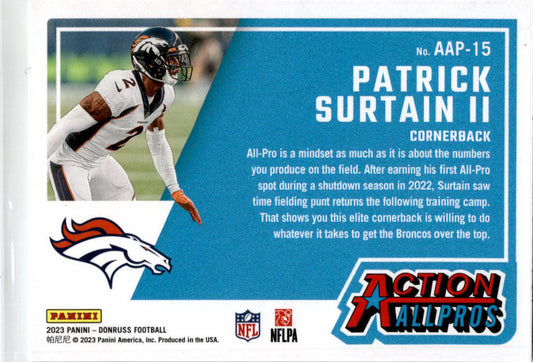 2023 Donruss  Action All-Pros #AAP-15 Patrick Surtain II Denver Broncos.