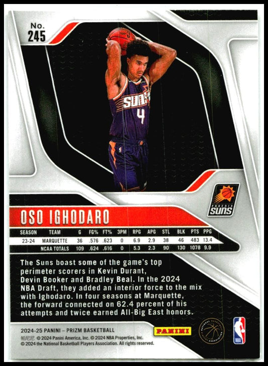 2024-25 Panini Prizm #245 Oso Ighodaro Rookie Phoenix Suns