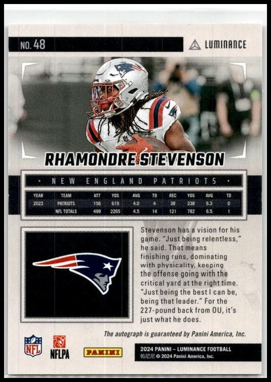 2024 Luminance Luminance Auto #48 Rhamondre Stevenson Auto New England Patriots