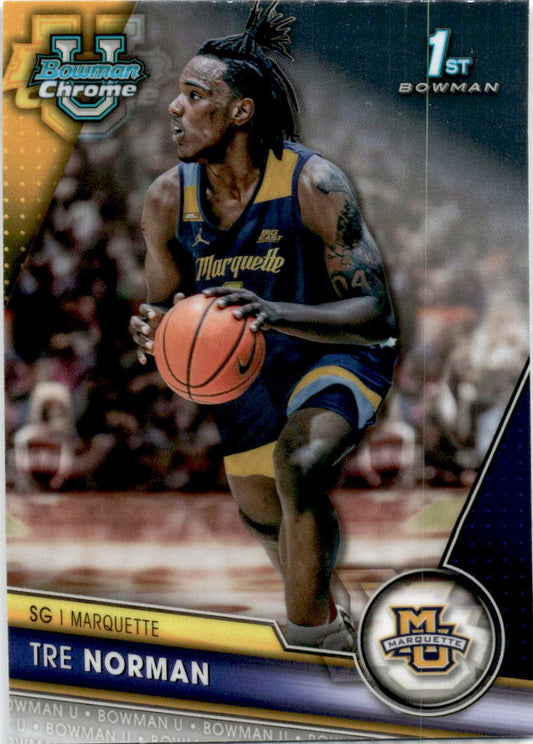 2023-24 Bowman University Chrome #87 Tre Norman Marquette Golden Eagles