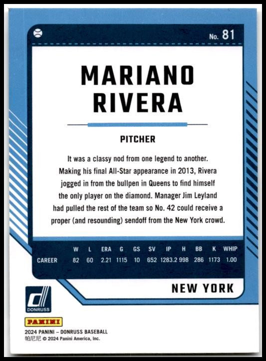 2024 Donruss #81 Mariano Rivera New York Yankees
