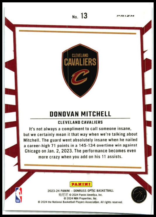 2023-24 Donruss Optic My House Purple #13 Donovan Mitchell Cleveland Cavaliers