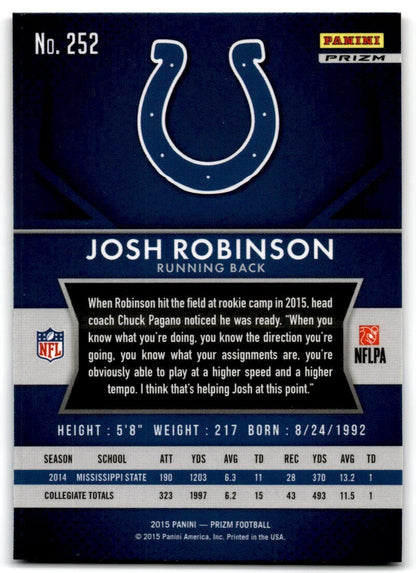 2015 Red White & Blue Prizm Josh Robinson Rookie Indianapolis Colts #252