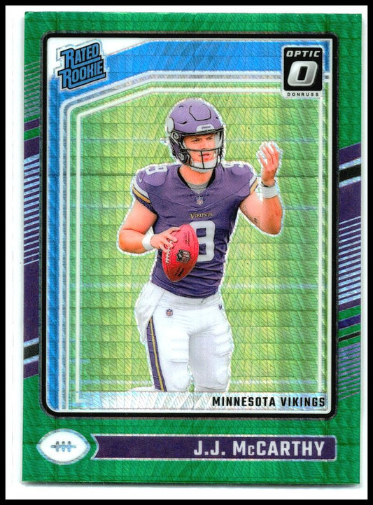 2024 Donruss Optic Green Hyper #235 J.J. McCarthy Minnesota Vikings