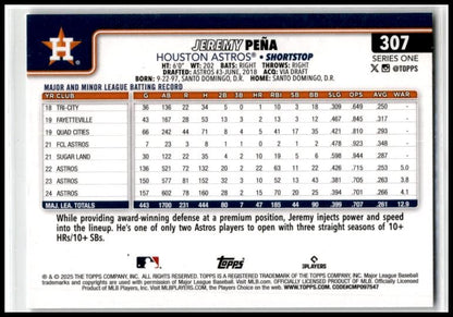 2025 Topps Sandglitter #307 Jeremy Peña Houston Astros