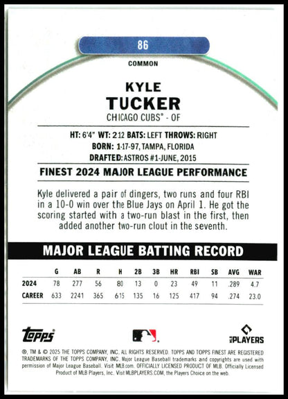 2025 Topps Finest #86 Kyle Tucker Cubs