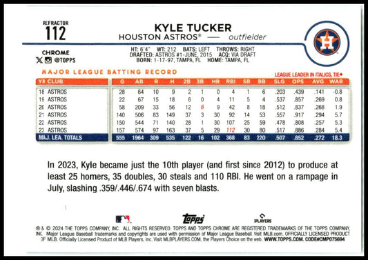 2024 Topps Chrome Refractors #112 Kyle Tucker Houston Astros