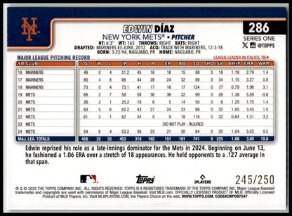 2025 Topps Pink Sand Glitter #286 Edwin Díaz New York Mets