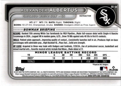2024 Bowman Draft Chrome #BDC-164 Alexander Albertus Refractor Chicago White Sox