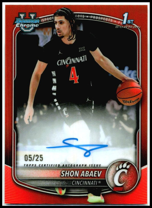 2025-26 Bowman Chrome Auto Orange /25 #CPASA Shon Abaev Cincinnati