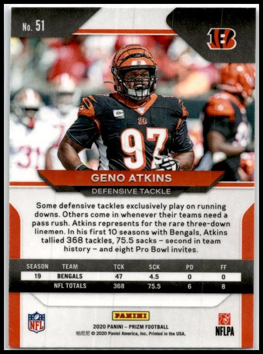 2020 Panini Prizm #51 Geno Atkins Cincinnati Bengals