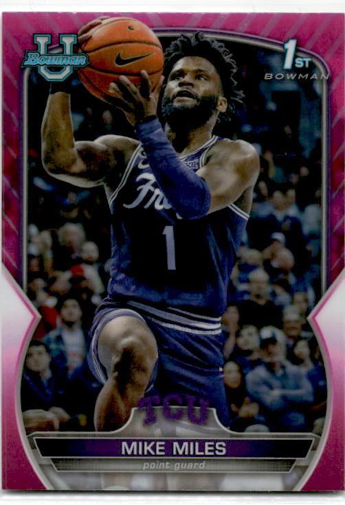 2022-23 Bowman University Chrome Pink #88 Mike Miles TCU Horned Frogs