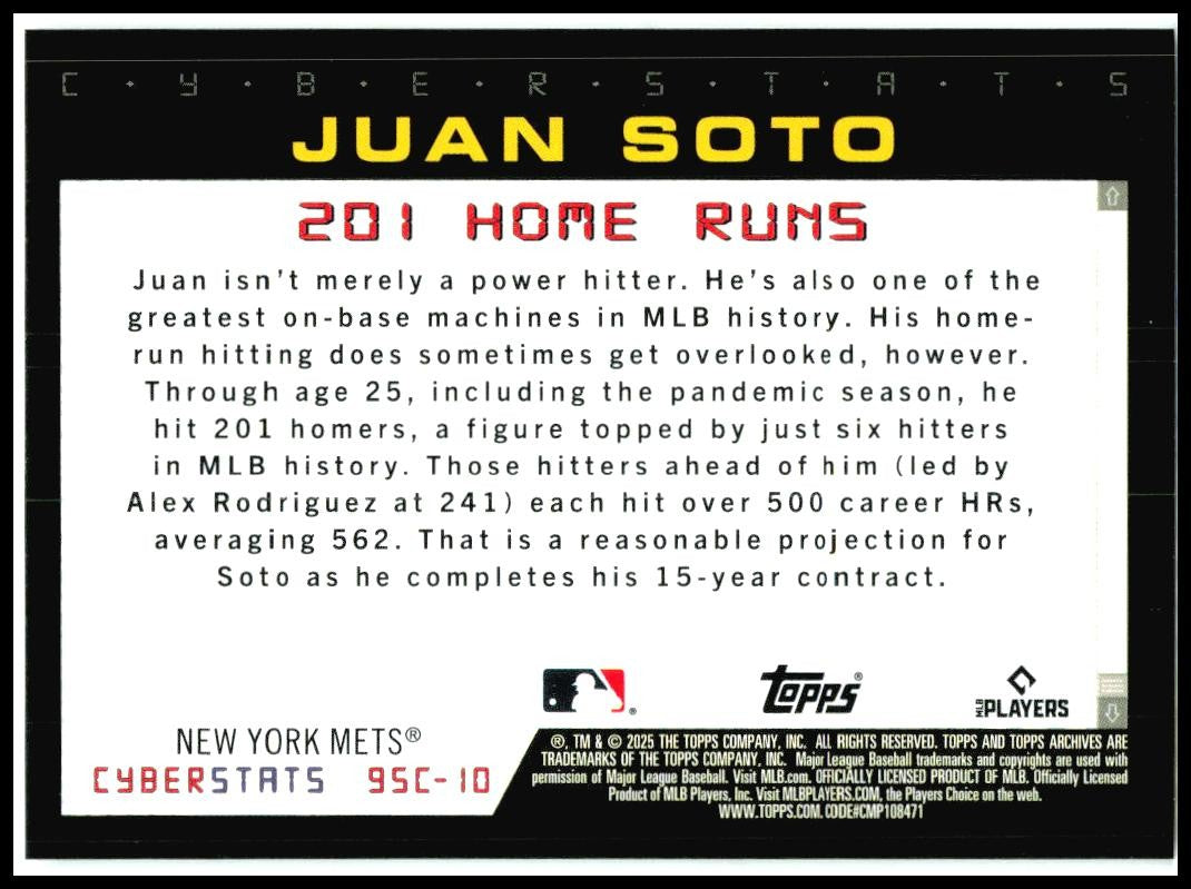 2025 topps archives Cyberstats #95C-10 Juan Soto Chicago Bears