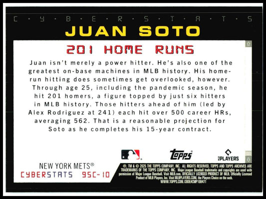 2025 topps archives Cyberstats #95C-10 Juan Soto Chicago Bears