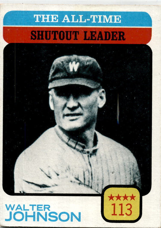 1973 Topps #476 The All-Time Shutout Leader - Walter Johnson
