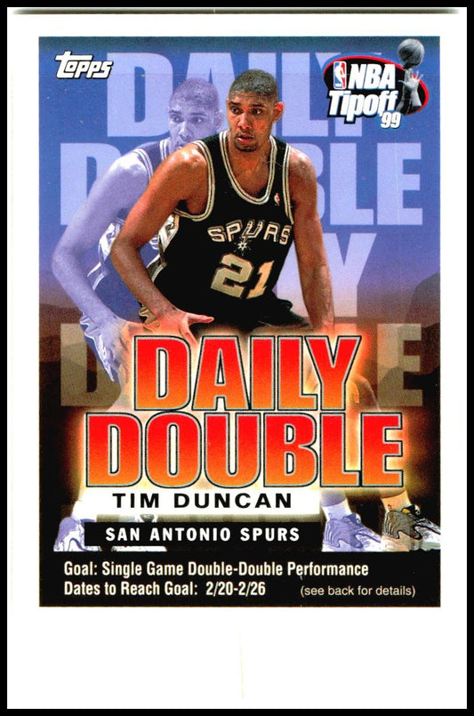 1999-00 Topps Tipoff Daily Double #NNO Tim Duncan San Antonio Spurs