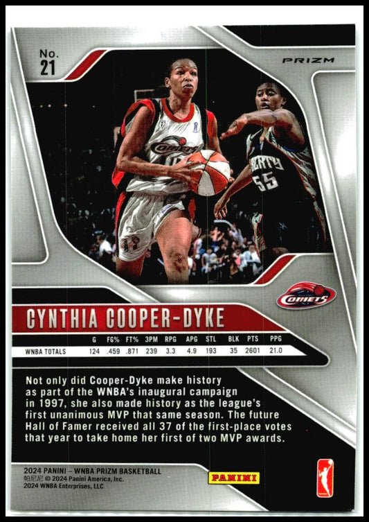 2024 Panini Prizm WNBA Silver Prizms #21 Cynthia Cooper-Dyke Houston Comets