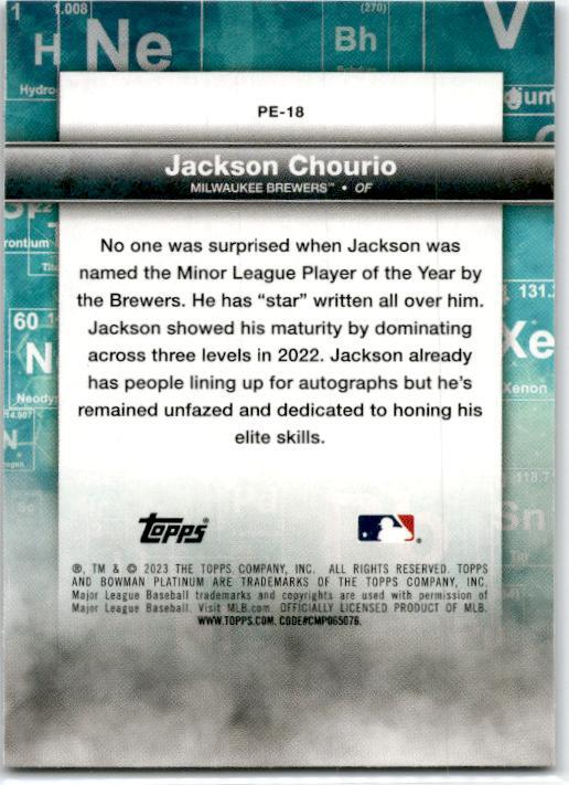 2023 Bowman Platinum Precious Elements #PE-18 Jackson Chourio Milwaukee Brewers