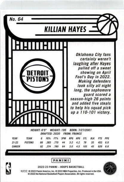 2022 Hoops Teal Explosion #64 Killian Hayes Detroit Pistons