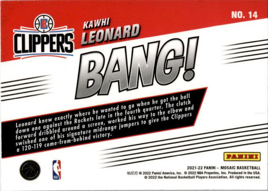 2021 Mosaic Bang #14 Kawhi Leonard Los Angeles Clippers