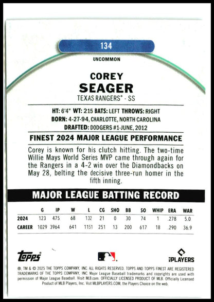 2025 Topps Finest #134 Corey Seager Texans
