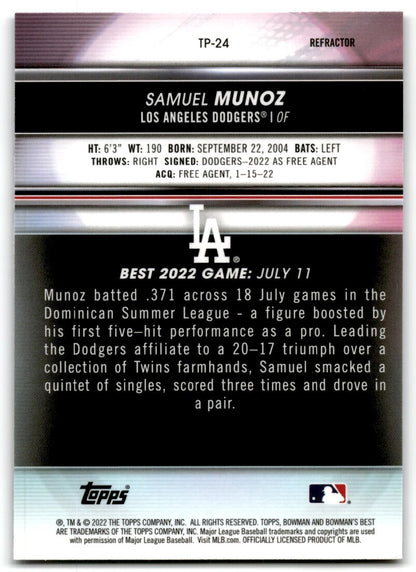 2022 Purple Refractor Samuel Munoz Los Angeles Dodgers #TP-24