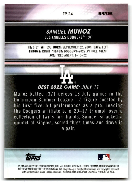 2022 Purple Refractor Samuel Munoz Los Angeles Dodgers #TP-24
