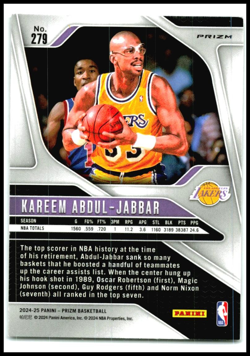 2024-25 Panini Prizm Prizms Ice #279 Kareem Abdul-Jabbar Los Angeles Lakers