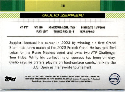 2024 Topps Chrome Tennis #15 Giulio Zeppieri