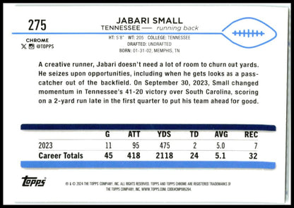 2024 Topps Chrome #275 Jabari Small Rookie Tennessee Titans