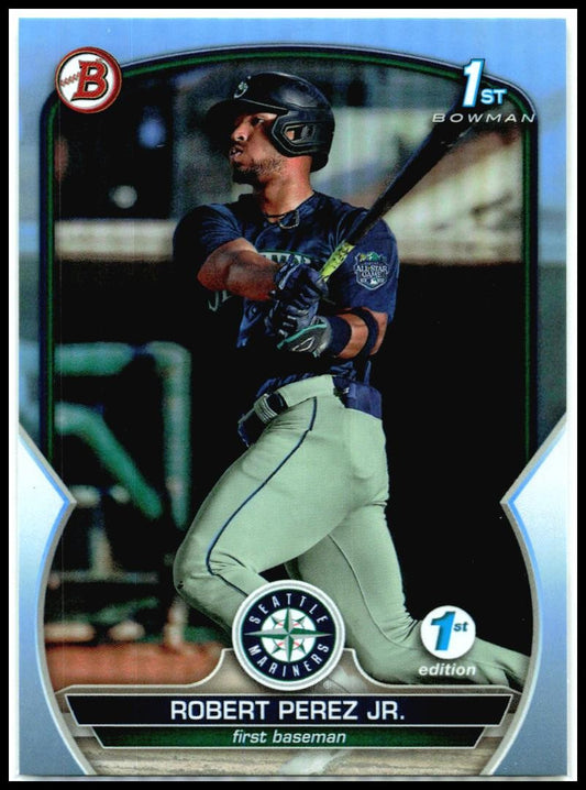 2023 Bowman 1st Edition Sky Blue Foil #BPPF-124 Robert Perez Jr. Seattle