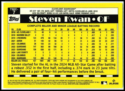 2025 Topps 1990 Topps 35th Anniversary Chrome Mojo #T90C-7 Steven Kwan Cleveland