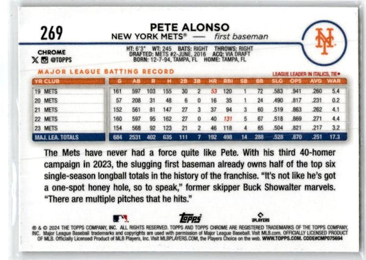 2024 Topps Chrome Prism #269 Pete Alonso New York Mets