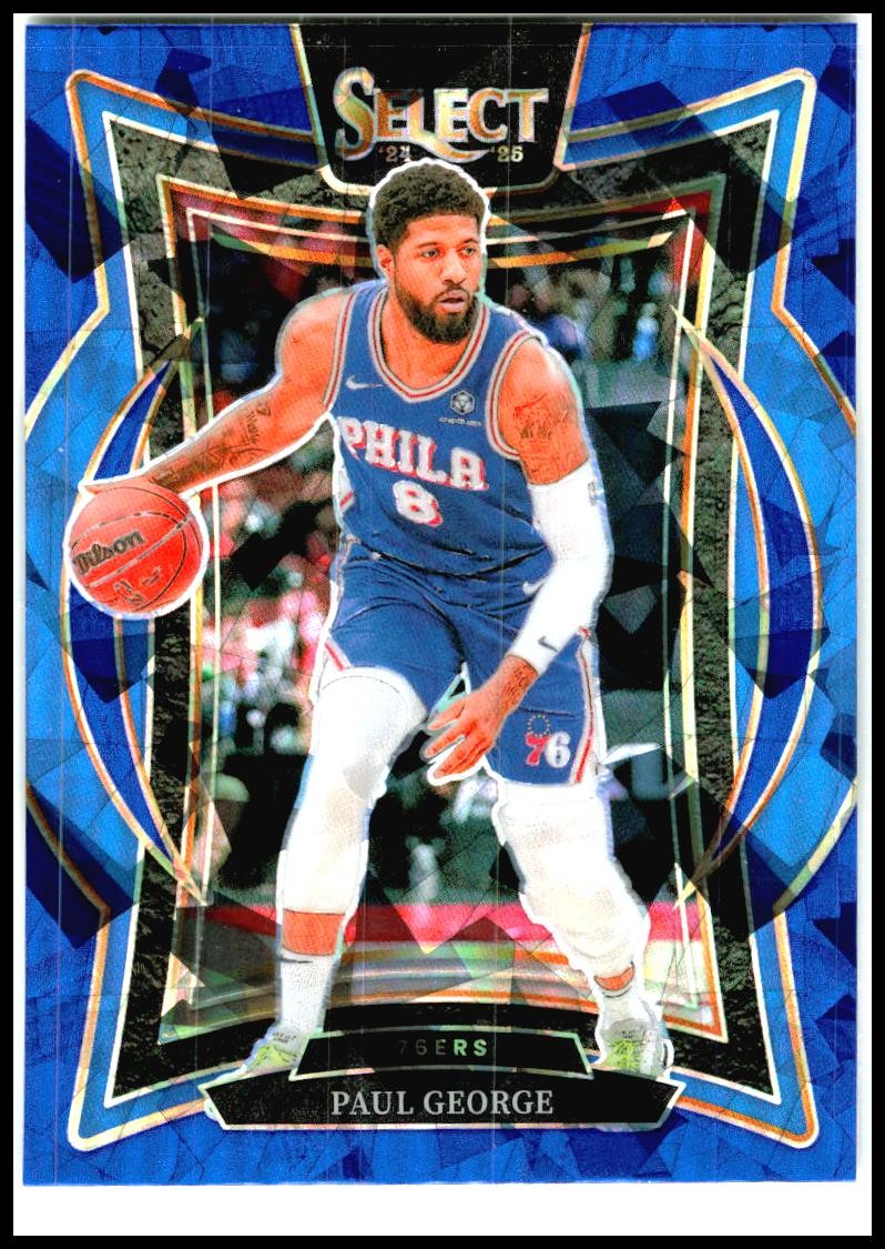 2024-25 Panini Select Blue Cracked Ice Prizm #37 Paul George Philadelphia 76ers