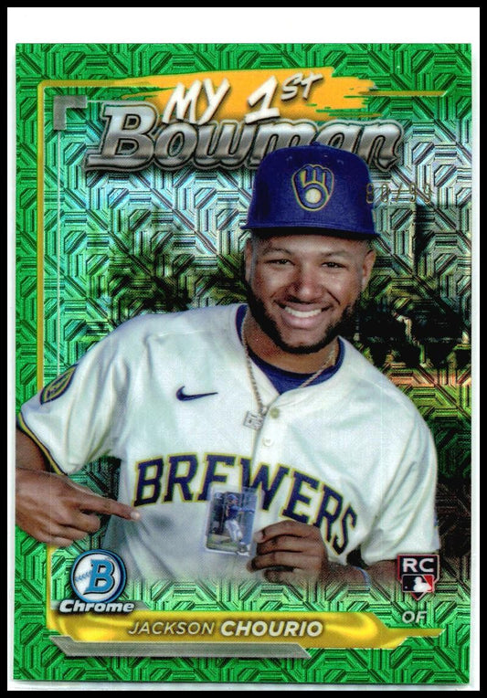 2024 Bowman Chrome My 1st Bowman Green Mojo #M1B-15 Jackson Chourio Brewers