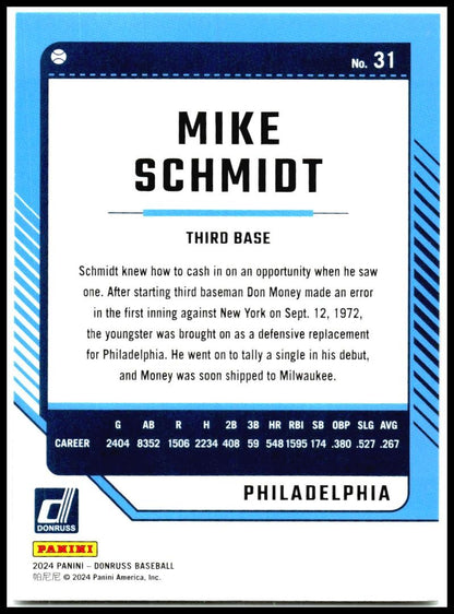 2024 Donruss #31 Mike Schmidt Philadelphia Phillies