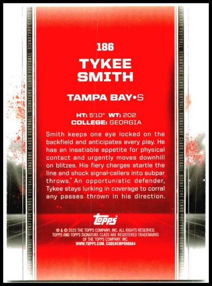 2024 Topps Signature Class #186 Tykee Smith Rookie Tampa Bay Buccaneers