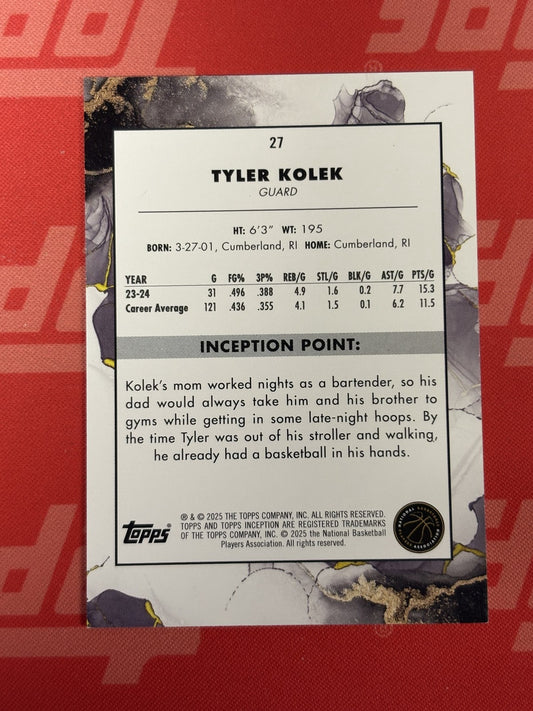 2024-25 Topps Inception #27 Tyler Kolek Rookie New York Knicks