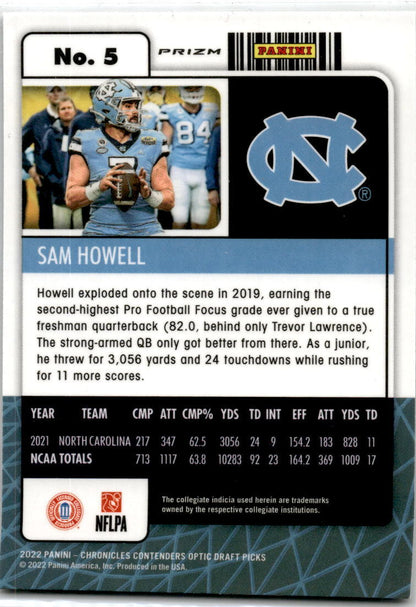 2022 Panini Chronicles Draft Picks Silver #5 Sam Howell Seattle Seahawks