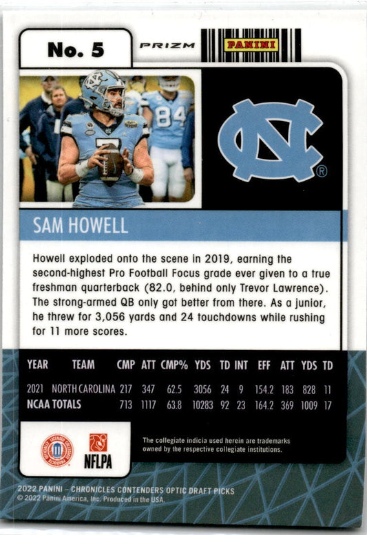 2022 Panini Chronicles Draft Picks Silver #5 Sam Howell Seattle Seahawks