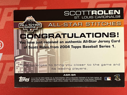 2004 Topps All-Star Stitches #ASR-SR Scott Rolen St. Louis Cardinals