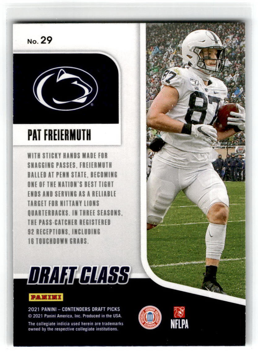 2021  Contenders Draft Picks Purple #29 Pat Freiermuth  Nittany Lions/ Steelers