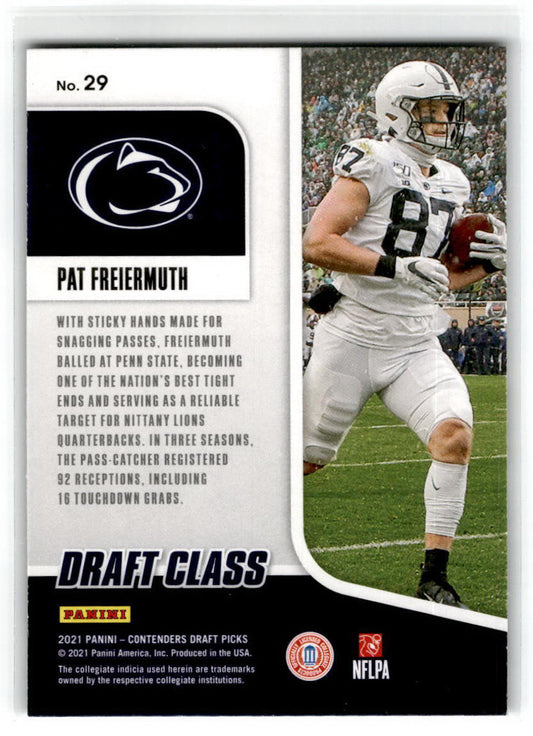 2021  Contenders Draft Picks Purple #29 Pat Freiermuth  Nittany Lions/ Steelers