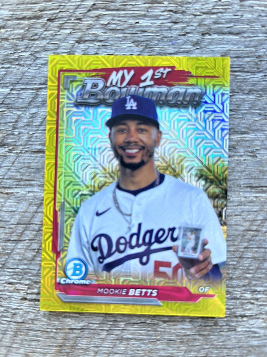 2024 Bowman Chrome Yellow Mega MTB-6 Mookie Bets My 1st Bowman /75 Dodgers